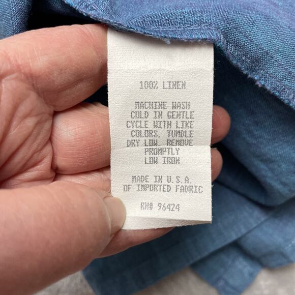 Vintage Timbuktu Station 100% Linen Skirt Womens 1/M Blue Pockets Pull On Maxi - Picture 4 of 8